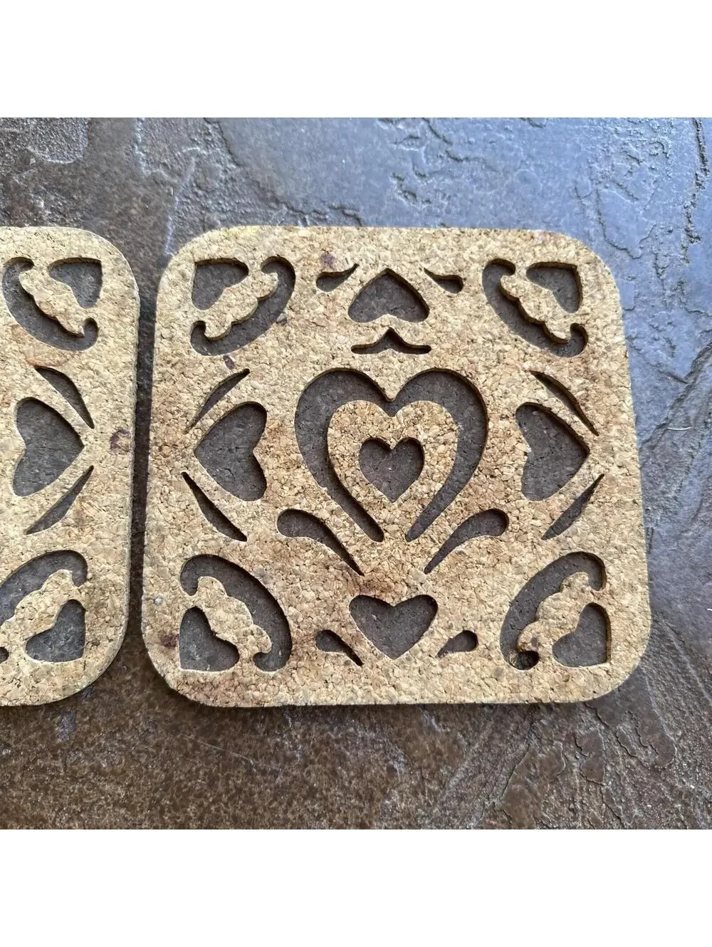 2X Pampered Chef Heart Trivet Cork Cut-Outs 7.75